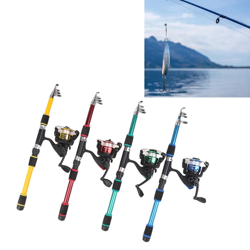 1 8M Telescopic Fishing Rod Spinning Reel Portable Seaing Pole Qme