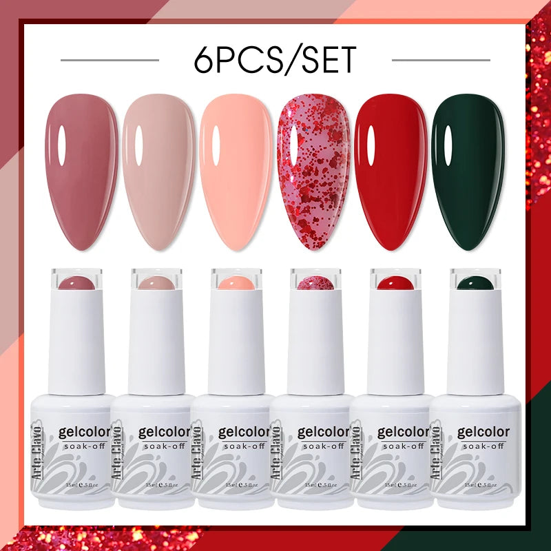 Arte Clavo Glitter Semi Permanent Nail Art LED UV Gel Polish Sparkly