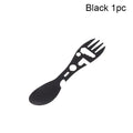 1 Camping Utensils Stainless Steel Outdoor Survival Gear Travel Qme 1Pcs Black