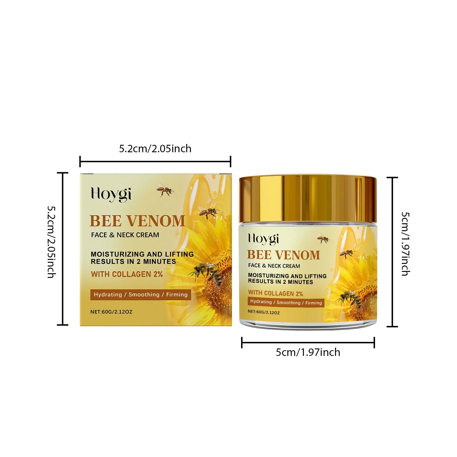 Bee Venom Firming Cream Reduce Fine Line Lifting Face Moisturizer Tightened Skin Smoothing Anti-Aging Firming Neck Lotion Qme 60g Boxed