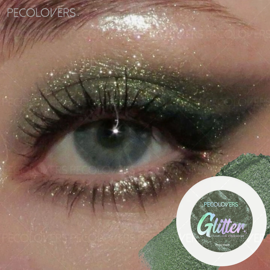 Glazed Dark Green Glitter Eyeshadow Palette Pearly Lustre Waterproof Qme
