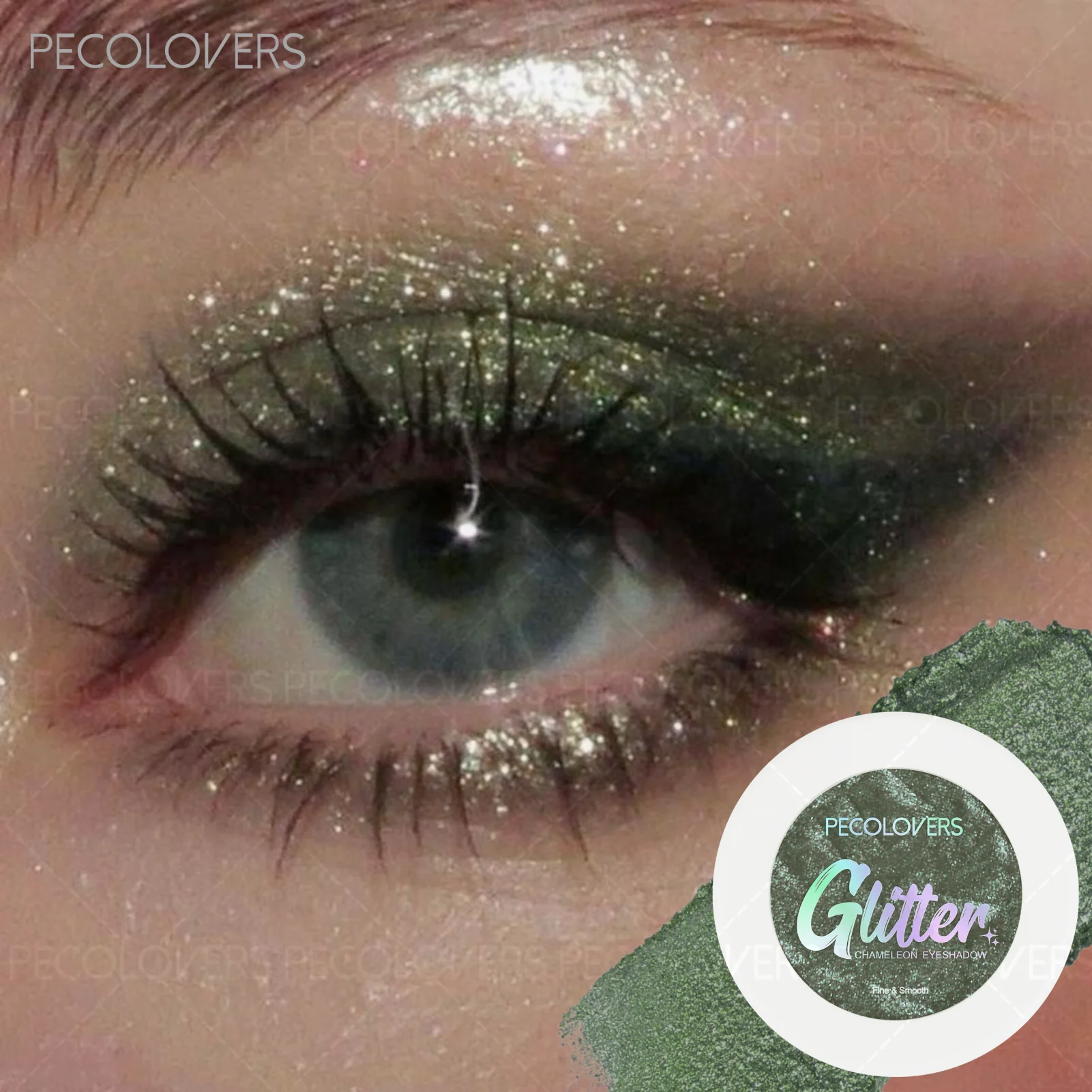 Glazed Dark Green Glitter Eyeshadow Palette Pearly Lustre Waterproof Qme
