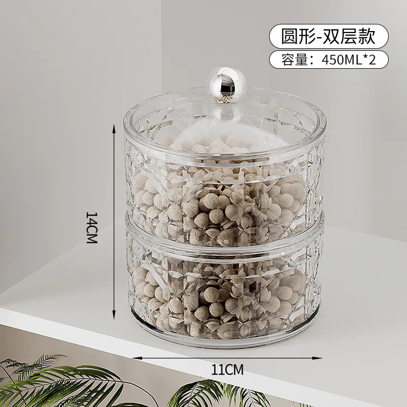2-Piece Airtight Food Storage Containers for Kitchen Cereal Nuts Spices Grains Dried Fruit Plastic Sealed Canisters with Lids Qme Cir450ml2Layer-2Pcs