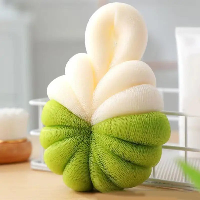 Pumpkin-Shaped Bath Ball - Two-Tone, Soft & Foaming Bath Sponge for Gentle Cleansing Qme A2