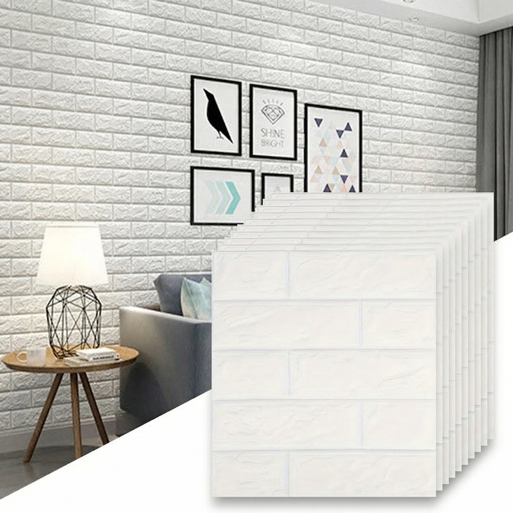 Faux Brick Wallpaper 38 5cmx35cm Self Adhesive Wall Sticker 3D Qme 38.5cmX35cm 30pcs white