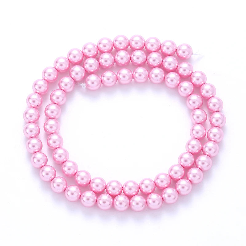 6mm Round Glass Pearl Beads Glass Round Tiny Craft Loose Spacer Beads for DIY Craft Necklaces Bracelets Jewelry Making Qme Color 2 6mm-70pcs