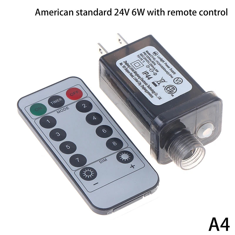 EU US UK Plug AC 220V 110V To 31VDC 6W 24V 5V Transformer Plug Power Supply IP44 8Modes LED Lamp Driver Switch Adapter Qme US 24V6W w Remote
