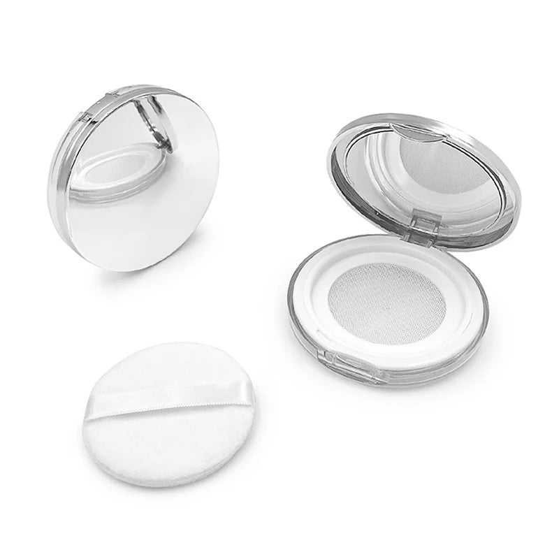 Empty Loose Powder Pot Mirror Jar Travel Makeup Container Cosmetic Qme B