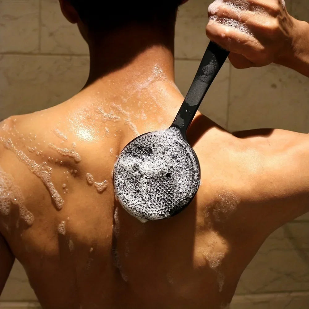 Double-sided Silicone Back Scrubber Long Handle Body Bath Brush Mud Qme