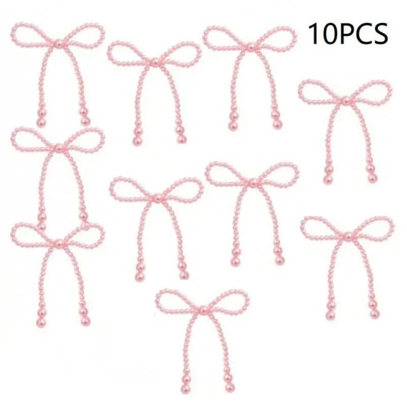 5 Pearl Bow Cake Decoration Suitable Single Party Birthday Baptism Qme 10PCS Pink