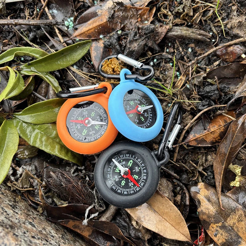 1 Bushcraft Compass Carabiner Hook Life Silicone Camping Pocket Qme