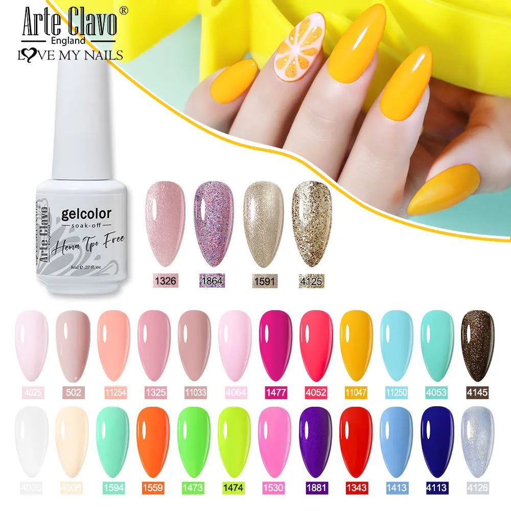 Arte Clavo Semi-permanent Gel Nail Varnish 180 Colors Semipermanent Qme