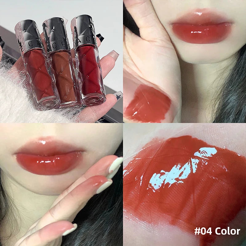 CACE Hydrating Crystal Lip Gloss Easy to Fade Mirror Water Glazed Lipgloss Long Lasting Moisturizing Gloss Lip Tint Cosmetics Qme 04