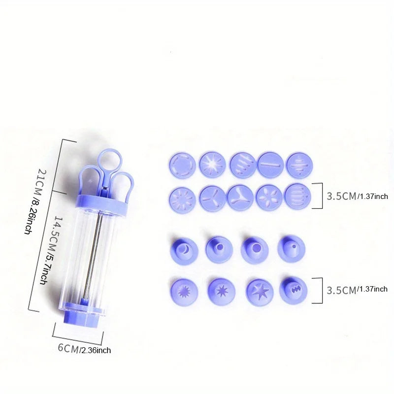 Cookie Press With Decorating Tips, Plastic Cookie Press Gun Kit, Baking Tools, Kitchen Gadgets, Kitchen Accessories, Qme purple