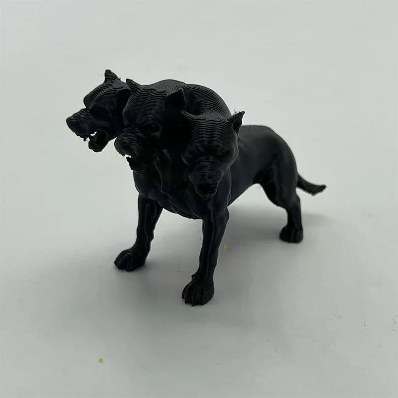 Gothic Three-headed Dog Statue Desktop Ornaments Scary Black Design Desk Home Decoration Qme
