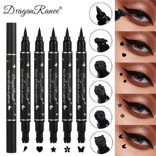 2 IN 1 Butterfly Seal Eyeliner Pen Star Moon Stamp Long-Lasting Waterproof Black Liquid Eye Liner Pencil Eyes Makeup Cosmetic Qme