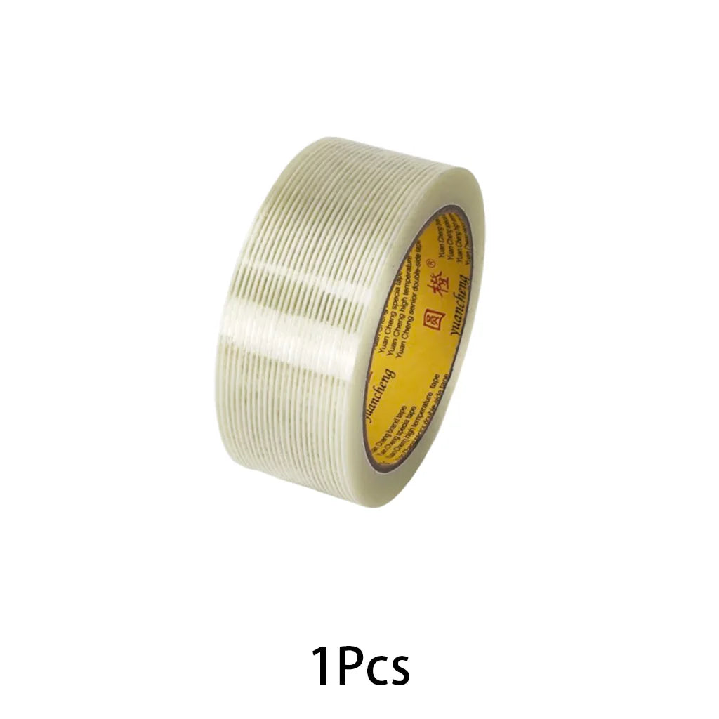 20M Striped Fiber Tape Lithium Battery Pack Insulation Wrap Fiberglass Tape Single Side Adhesive Seal Packaging Fixed Qme 1Pcs 20M 45mm