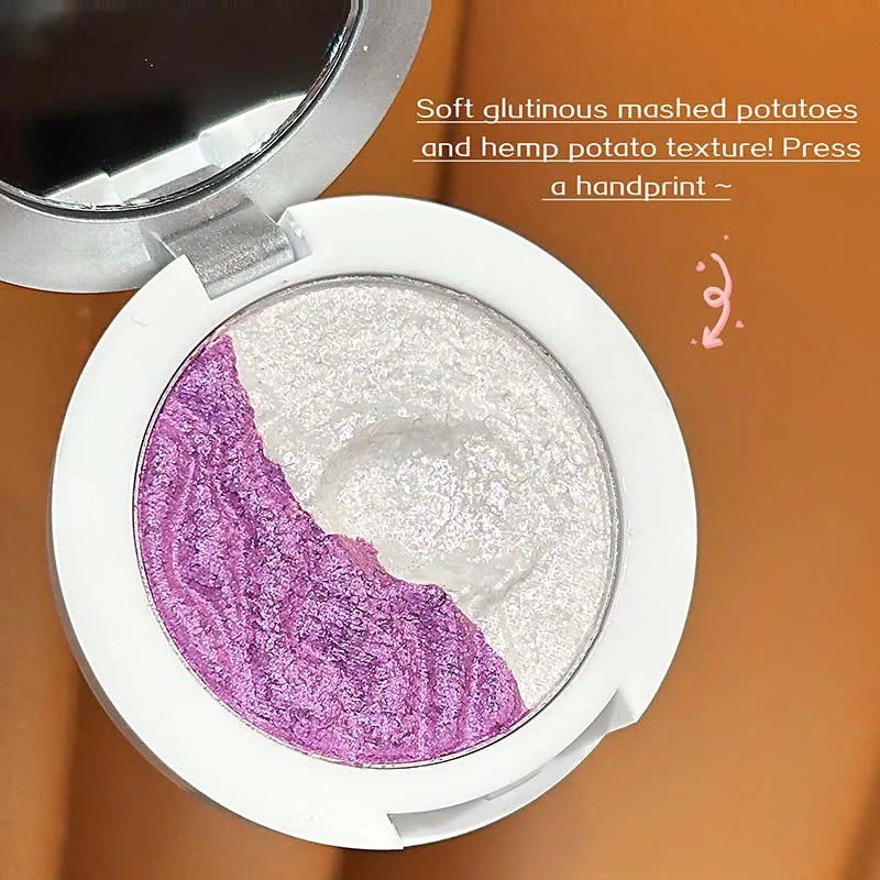 3 Colors Two-tone Glittering Highlighter Pressed Powder Pearlescent Qme