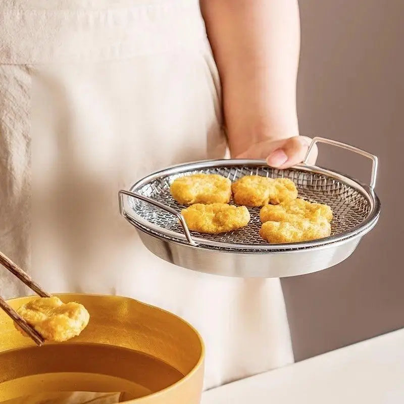 2026 Food-grade Kitchen Oil Filter Tray Stainless Steel Mesh Frying Qme