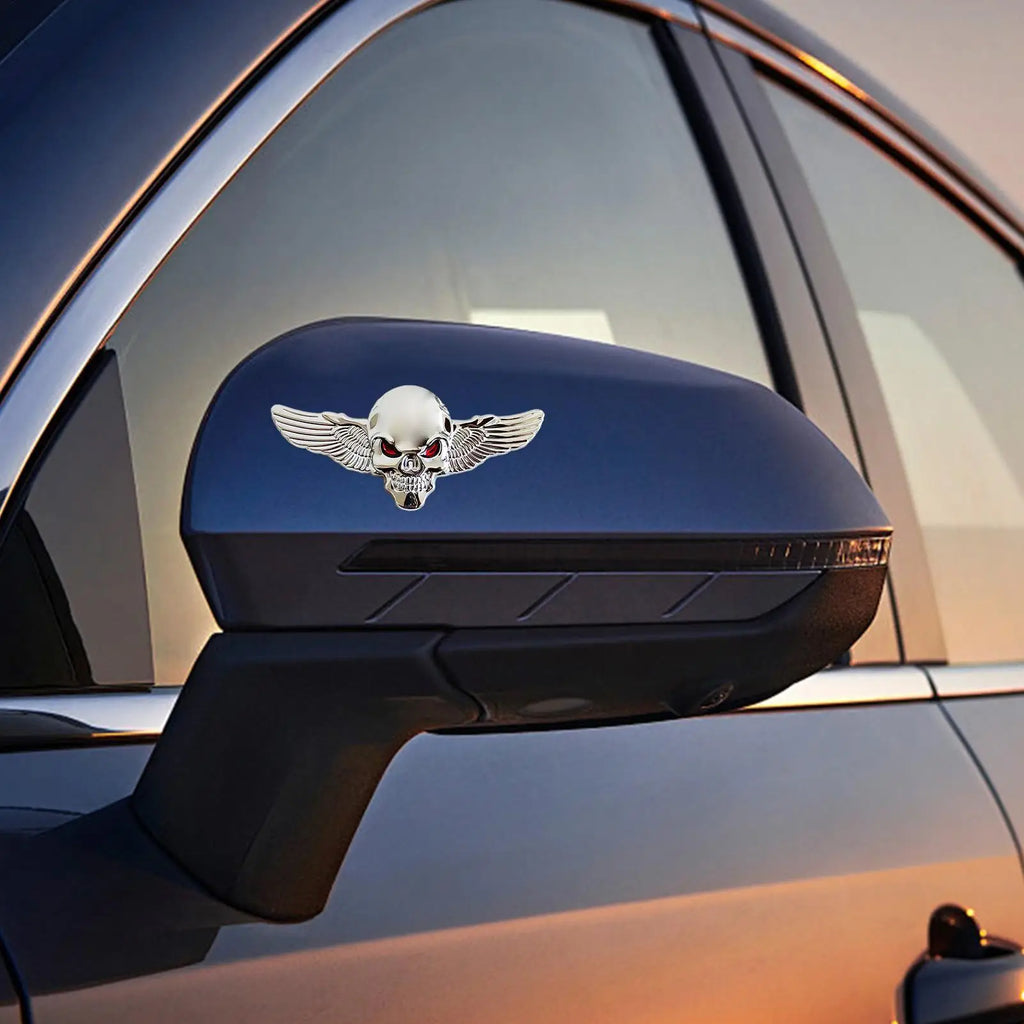 Angel Wings Car Decal Skeleton Car Bumper Decals Metal Auto Emblem Fashionable Car Badges Stickers for Trucks and Motorcycles Qme