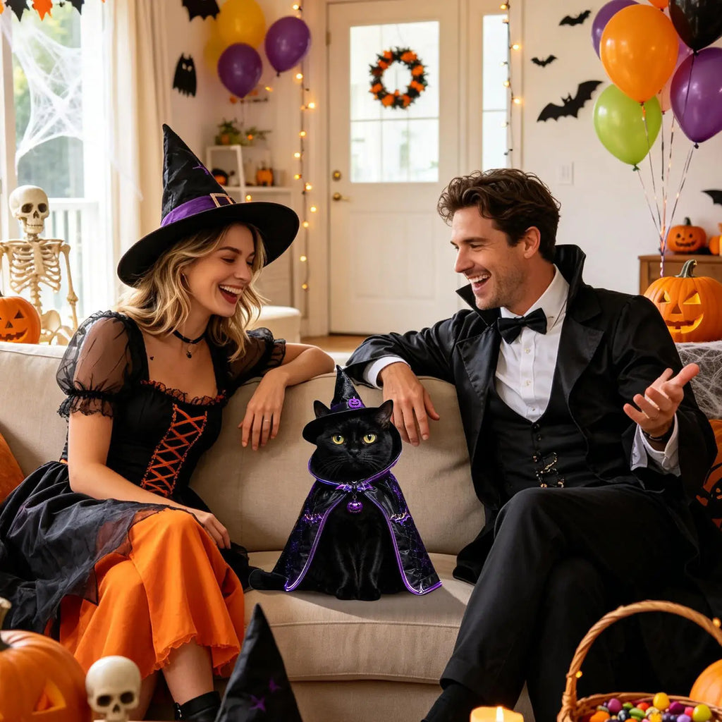 Halloween Costume Cats Pet Cosplay Cloak Cape Kitten Holiday Home Qme