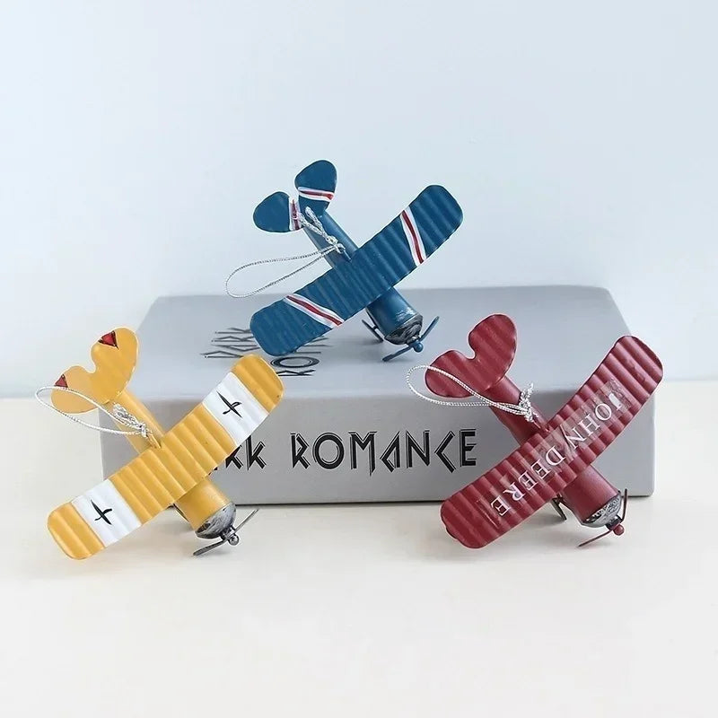 Vintage Wrought Iron Aircraft Model Ornaments Creative Car Interior Qme