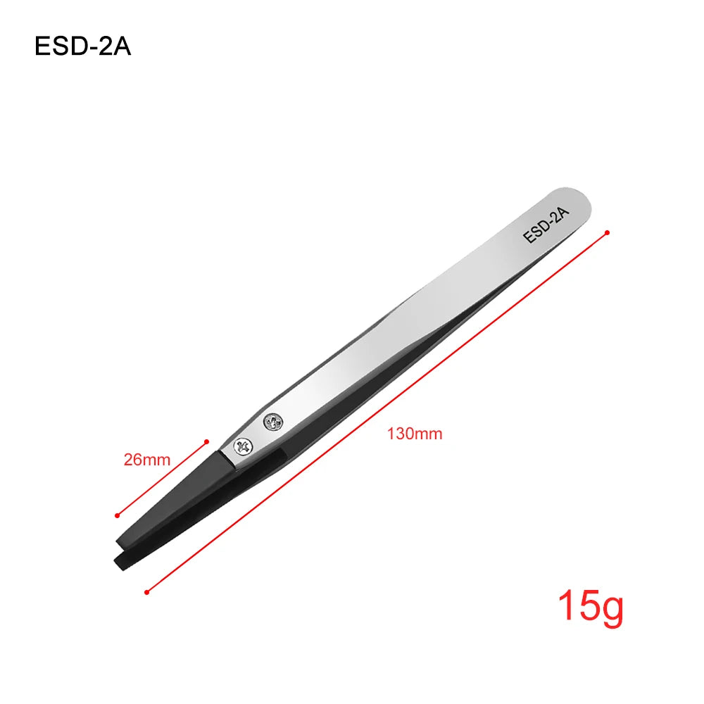 Industrial Tweezers Electronics Anti-static Curved Straight Tip Qme Ceramic head 2A