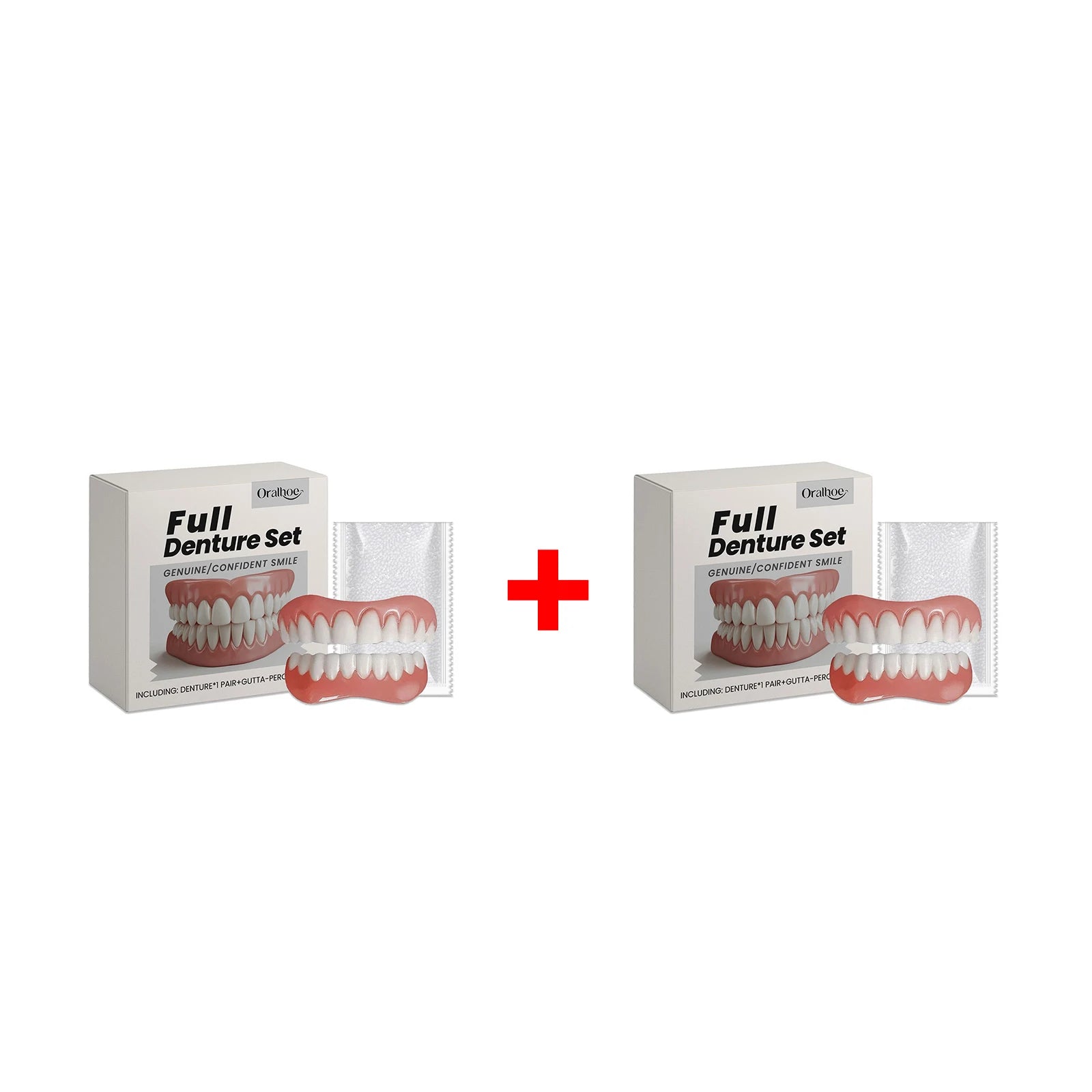 Silicone Dentures False Teeth Full Set Cover Gums Improve Missing Broken Tooth Restore Confident Smile Teeth Denture Reliner Kit Qme 2Set Boxed