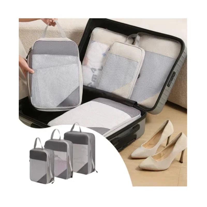 3pcs Travel Compression Bags Clothing Storage Bag Lightweight Travel Organizer Cubes Multifunctional Travel Essentials Qme