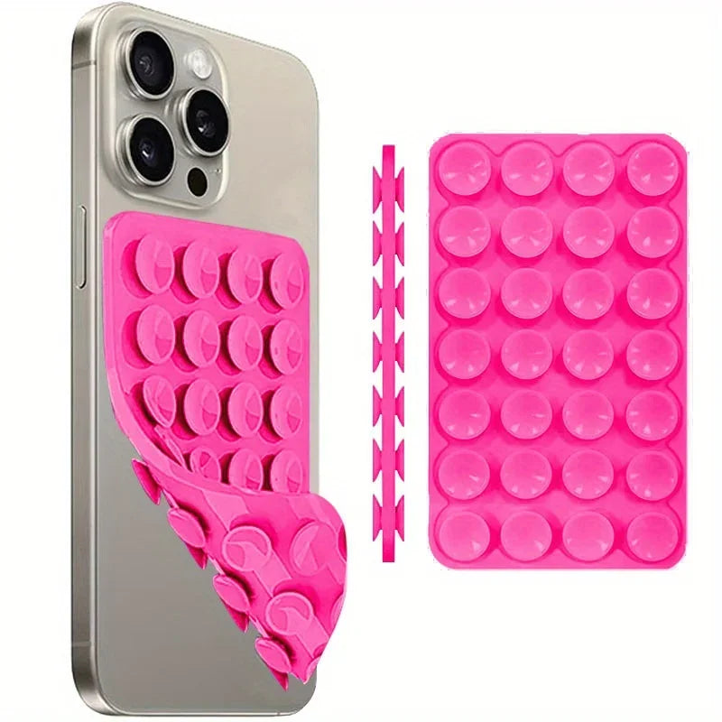 1pc Hands-Free Strong Grip Holder - Silicone Suction Cup Phone Case Mount, Double-Sided - for Selfies & Videos - for iPhone Qme