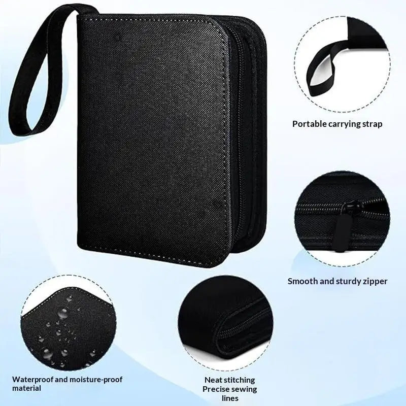 Card Binder Durable Waterproof PU Leather Zipper 40 Slots 3x4 TCG Qme