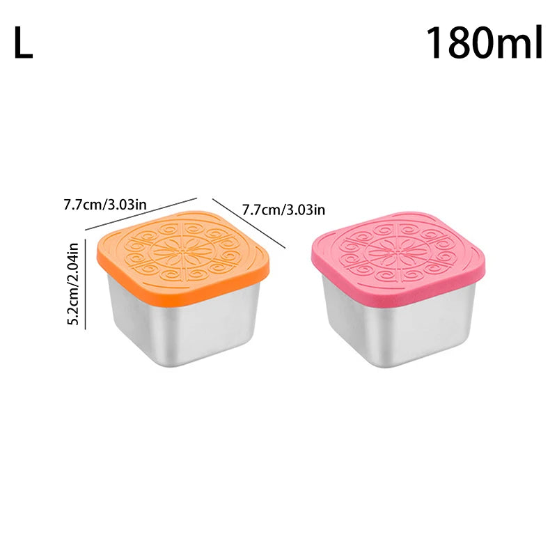 1 Stainless Steel Salad Box Snack Seasoning Container Silicone Lids Qme L Multicolor