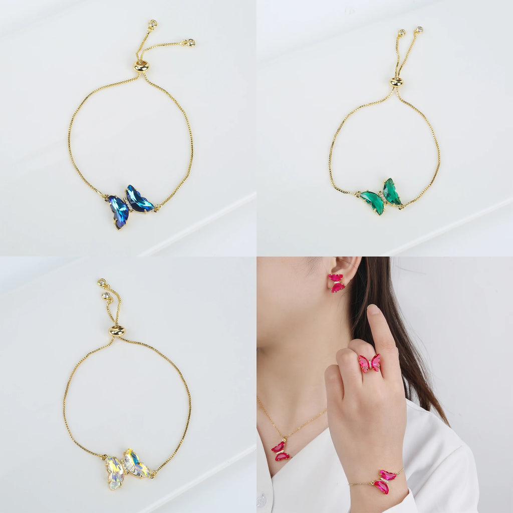 New Trend Fashion Crystal Zirconia Butterfly Charm Bracelet Temperament for Women Light Luxury Party Jewelry Gift Daily Wear Qme
