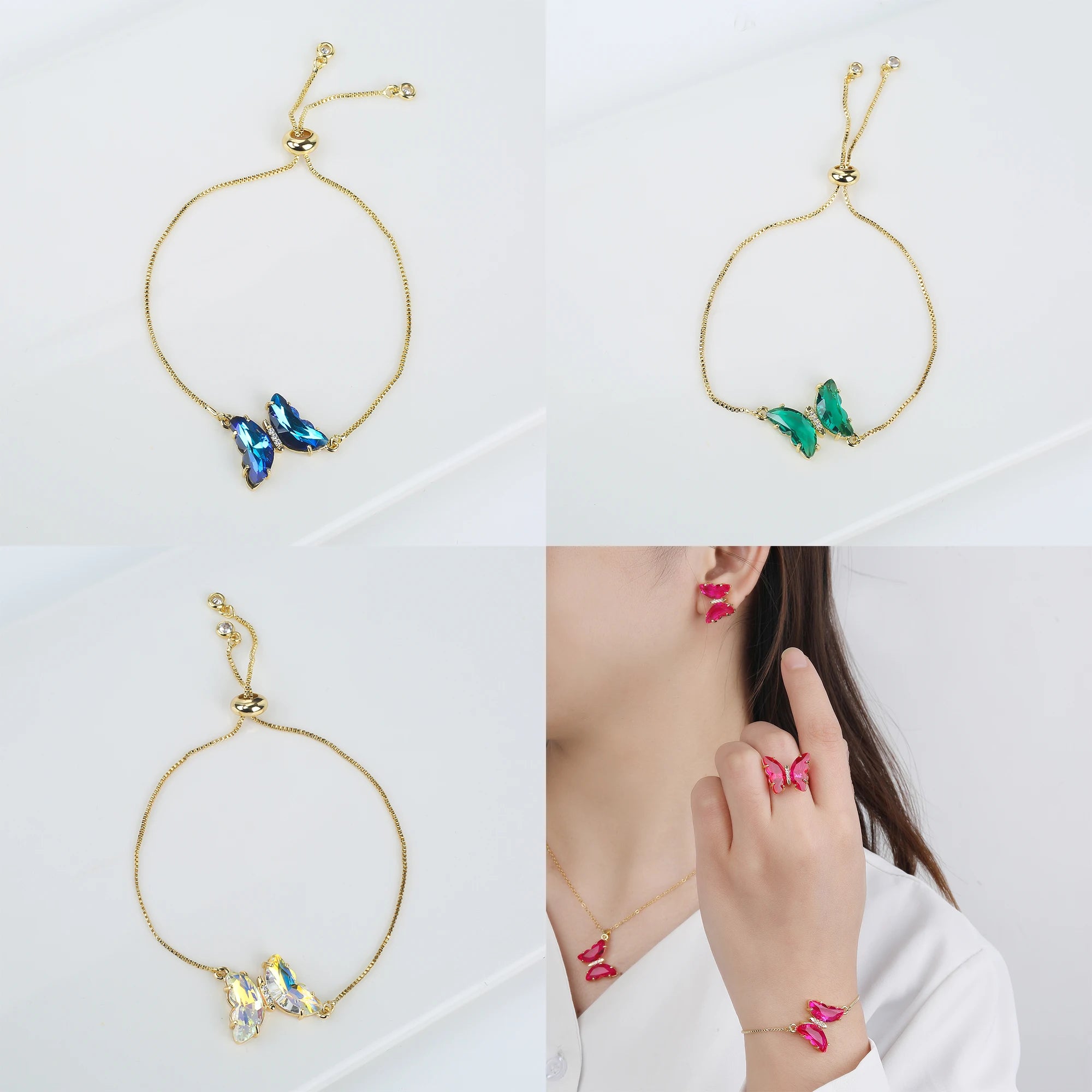 New Trend Fashion Crystal Zirconia Butterfly Charm Bracelet Temperament for Women Light Luxury Party Jewelry Gift Daily Wear Qme