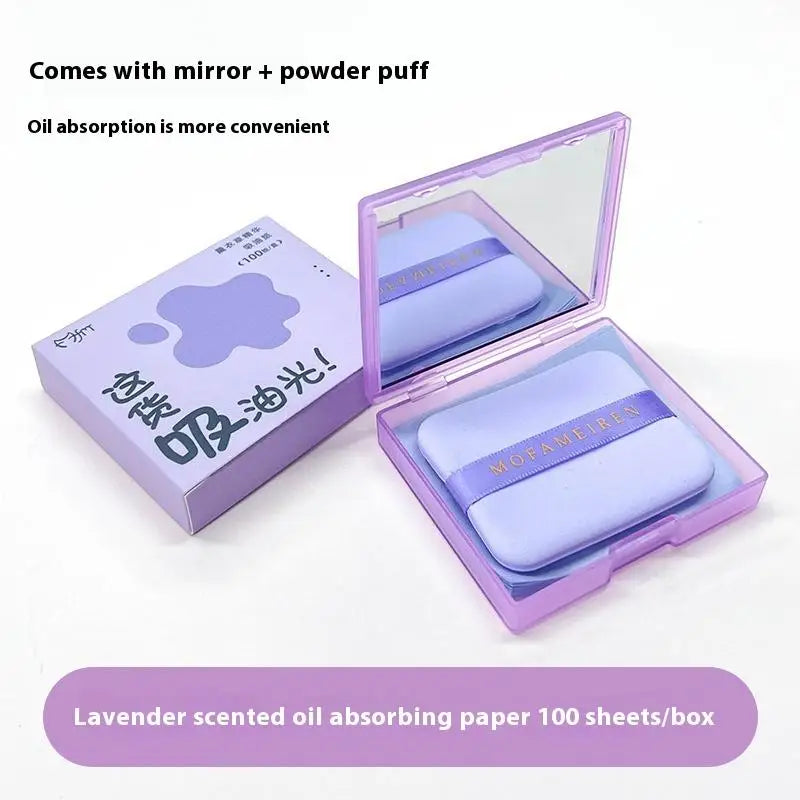 100Sheets Oil-absorbing Paper Mirror Case Puff Portable Oil-holding Qme mirror box Purple