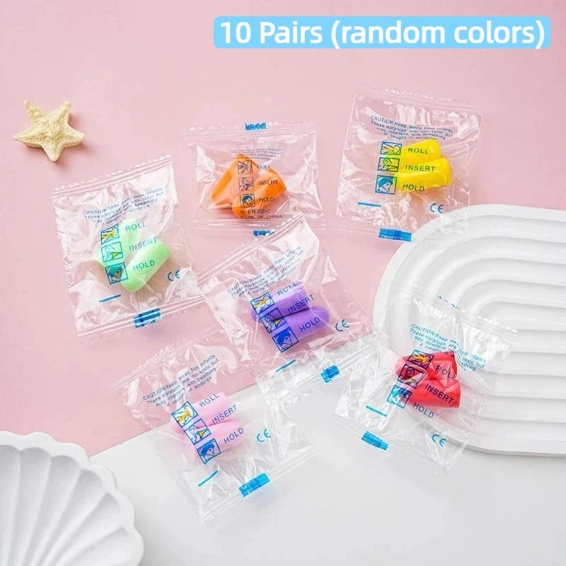 Soft Foam Earplugs 38dB Noise Cancelling 10 Pairs Multicolor