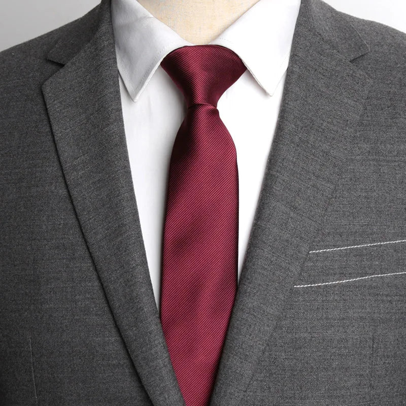 Mens Ties Champagne Red Black Solid Skinny Necktie Women Casaual Qme