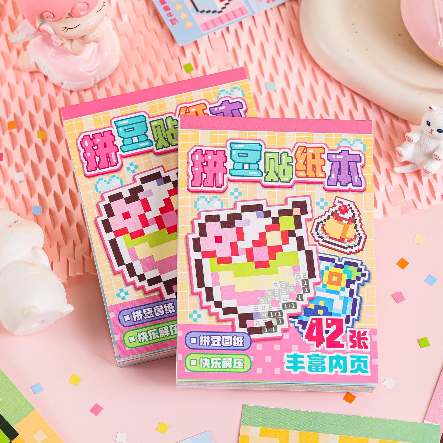 Adorable Cartoon Mini Bean Die Cut Stickers Book - 42 Pcs Handmade Decorative Scrapbooking Stickers Japanese Stationery Supplies Qme