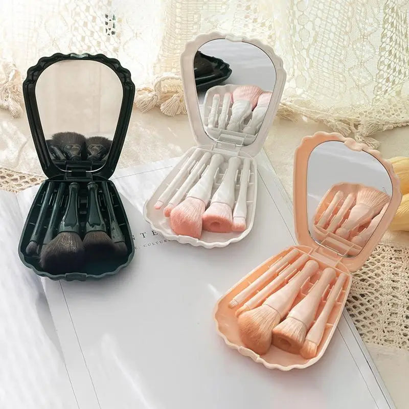 Portable Soft Fiber Makeup Brushes HD Mirror Multipurpose Cosmetic Qme