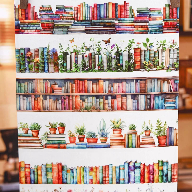 Tape 50mm*2m Book Sea Reading Scenic PET Tape Manual Stationery DIY Handmade & Scrapbook Journaling Decorative Washi Tape Qme