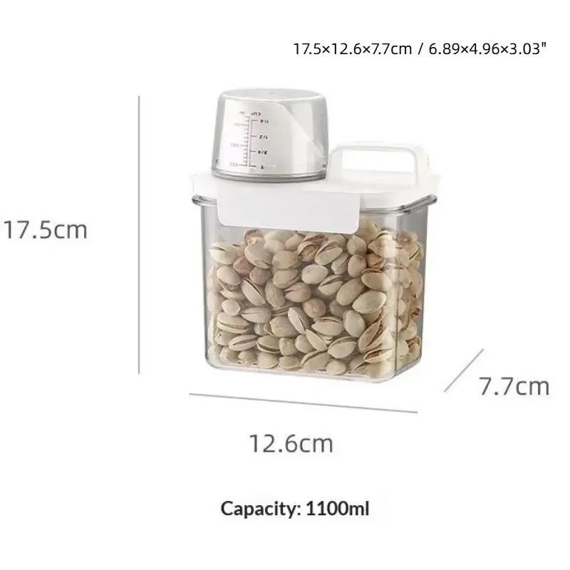 Plastic Food Storage Containers Sealed Lids Measuring Cup Kitchen Qme 1L White