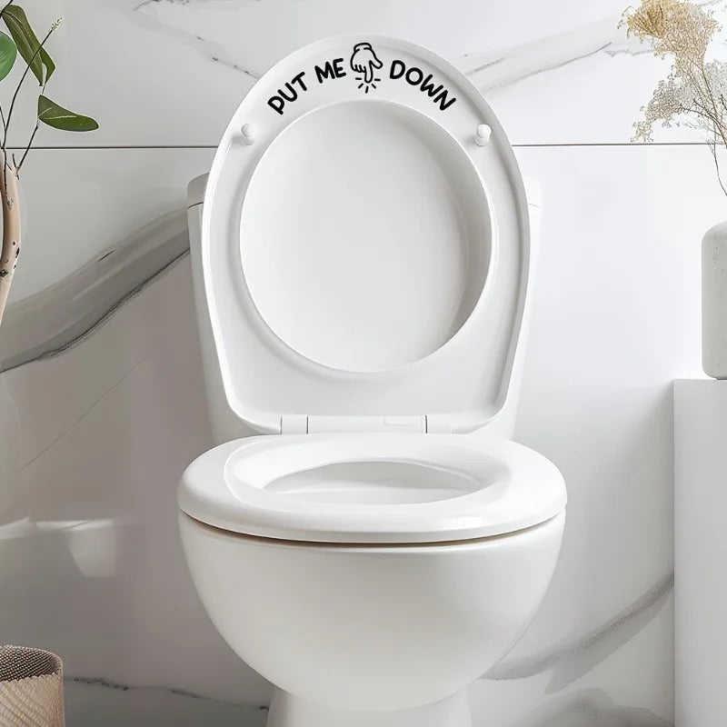 Funny Toilet Sticker PUT ME DOWN Hand Gesture Vinyl Removable Decal Qme