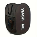 Foldable clothes storage basket with handle - Mesh washing machine suitable for laundry, bathroom, and dormitory decoration Qme black