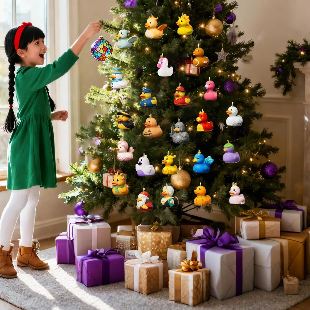 Duck Ornament Advent Christmas Calendar 2D Acrylic Decorations 24 Qme