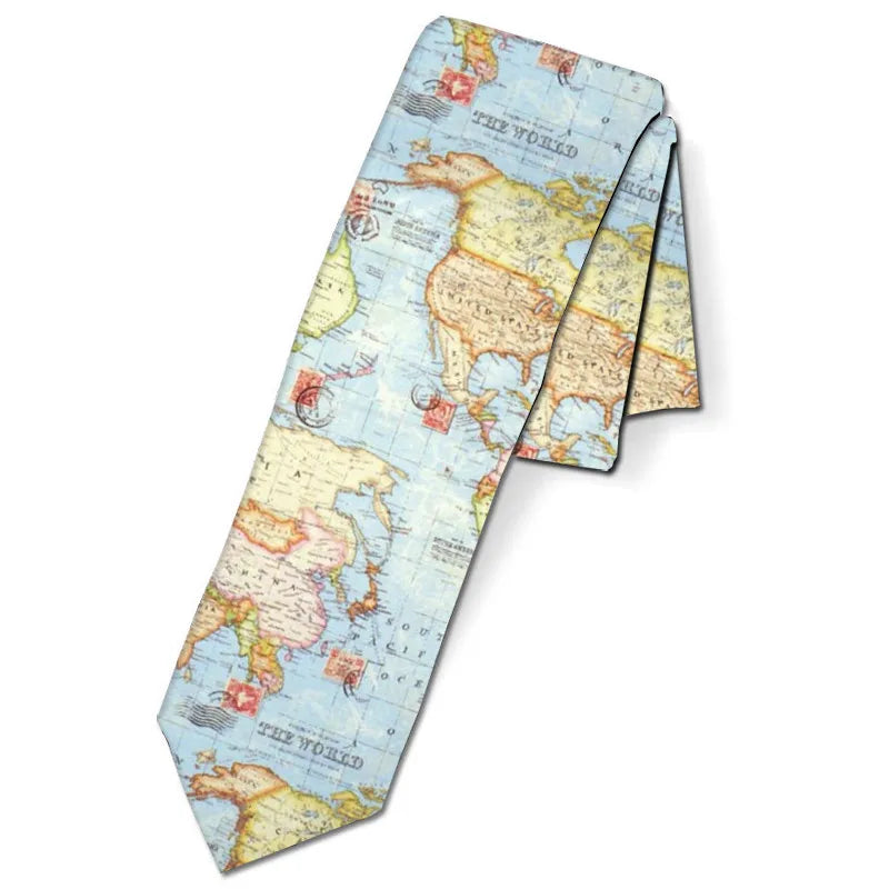 Funny Lightning Print Fashion Tie Boys Business Party Wide Polyester Qme style1