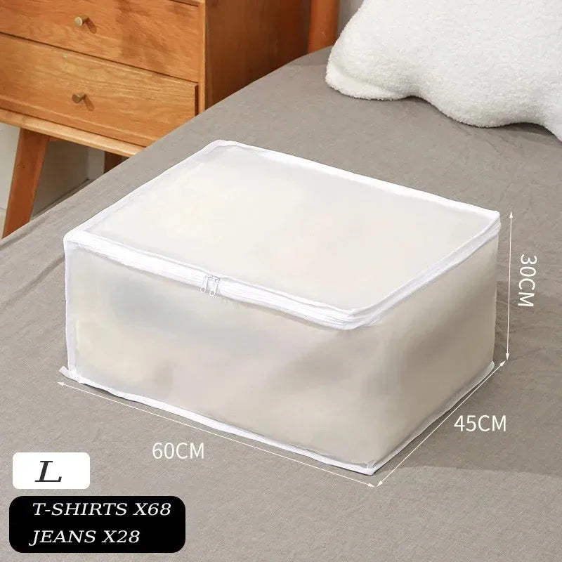 1-2Pcs Household Blanket Wardrobe Underbed Storage Bag Foldable Large Capacity Waterproof Dustproof Clothes Quilt Storage Bag Qme white L 1pcs