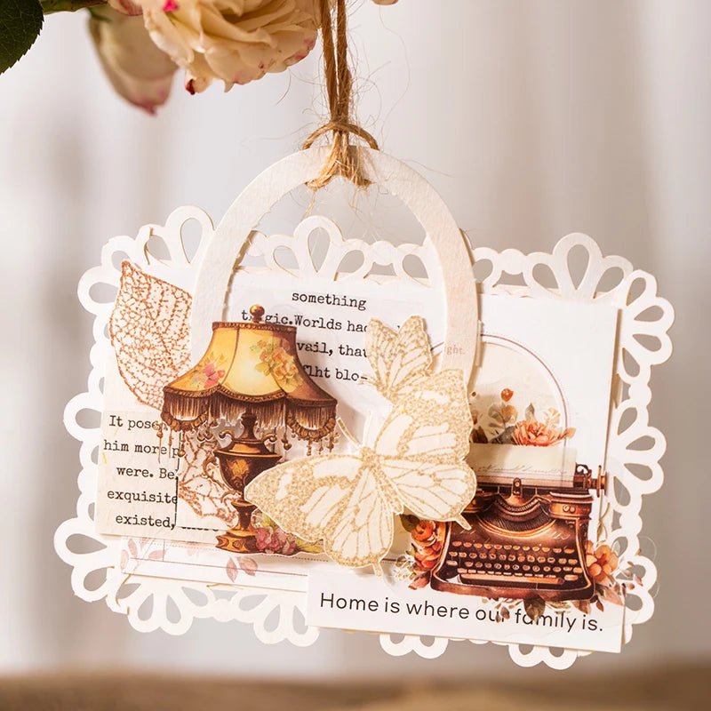 40 pcs Vintage Transparent PET Stickers pack INS Flowers Old items Decorative Scrapbooking material Diy junk journal supplies Qme