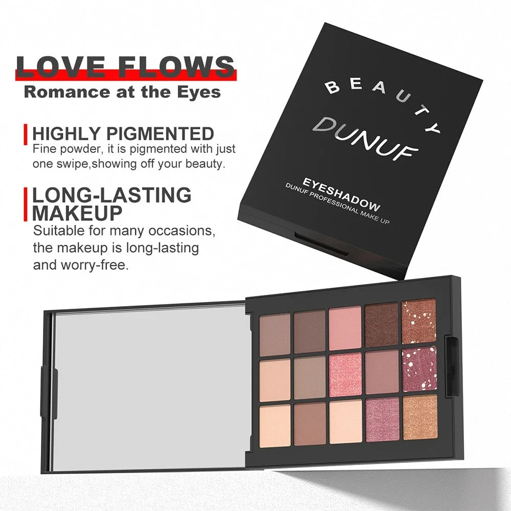 15-Grid Professional Matte Pear Eyeshadow Palette Highly Pigmented Waterproof Formula Lasting Wear No Clumping Flying Powder Qme
