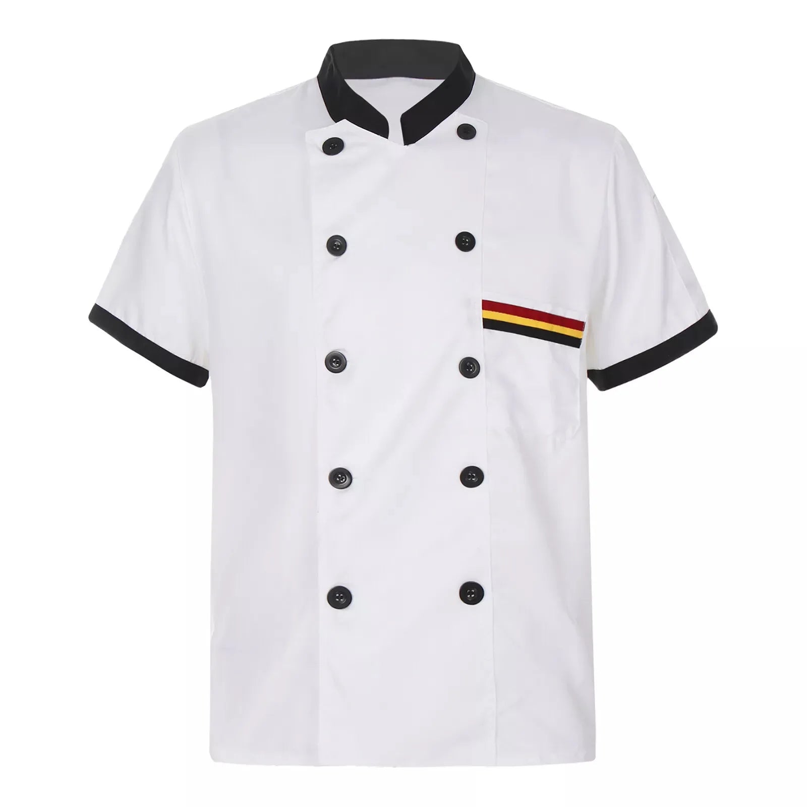 Restaurant Chef Short Sleeve Hotel Cafe Kitchen Work Wear Bakery Cooking Uniform Tops Man's Soft and Comforatble Thin Top Qme White XL