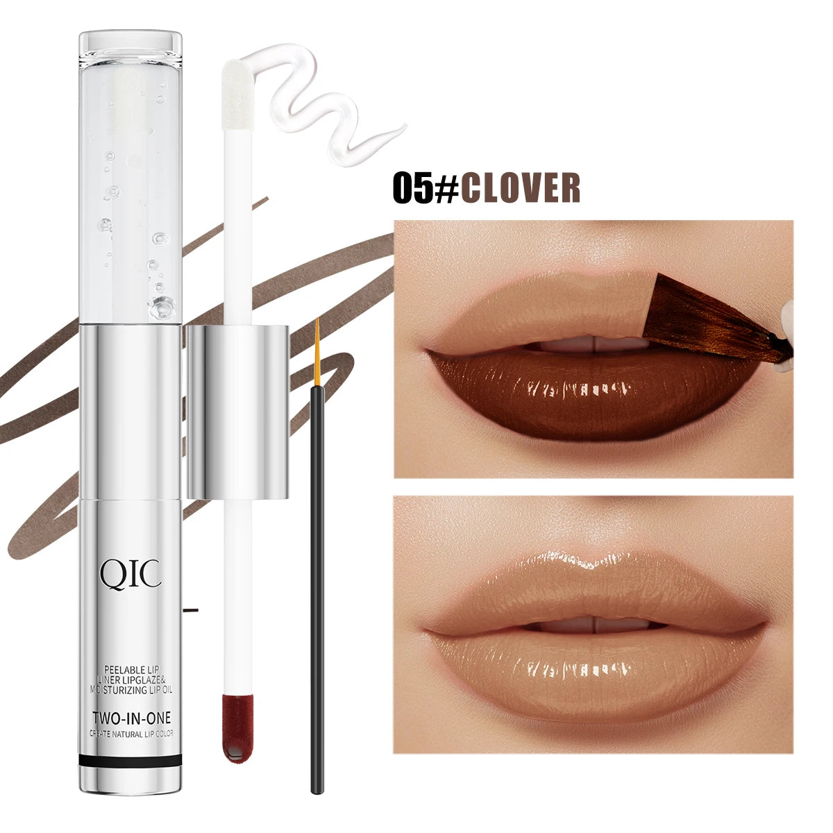 QIC Waterproof Lip Liner Peel Off Tattoo Lipgloss Long Lasting Matte Lip Tint Brown Contour Tear-off Lips Stain Cosmetic Qme Q930-5